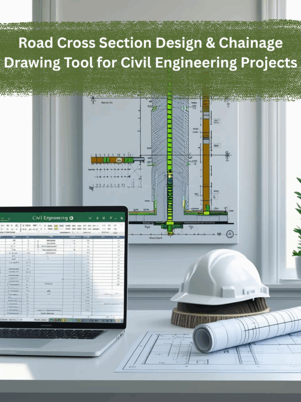 excel template: road cross section design & chainage drawing tool for civil engineering projects